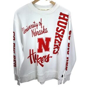 Locale Nebraska Huskers Kelsey Collage Crewneck Sweatshirt Womens Size L White